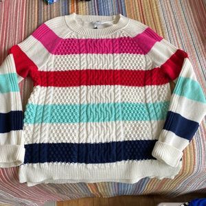 Crown & Ivory Striped Cable-knit Sweater M